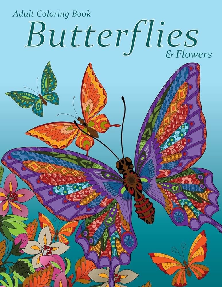 Butterfly Coloring Book For Adults : Featuring 50 Beautiful Butterflies Designs, Flower Patterns, and Relaxing Nature Scenes for Stress Relief and Relaxation     Paperback – November 24, 2023