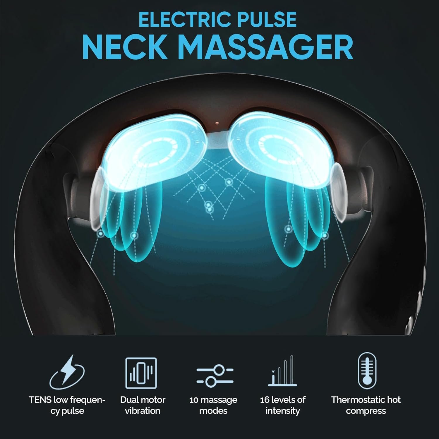 Neck Massager for Lymphatic Drainage Massager, Electric Pulse Neck Massager for Pain Relief Deep Tissue, Portable Intelligent Neck Massager with Heat for Women Men Gifts