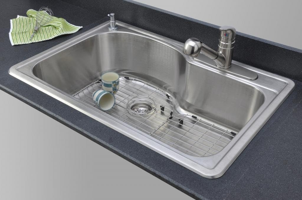 18 Gauge Offset Single Bowl Topmount Stainless Steel Kitchen Sink Package