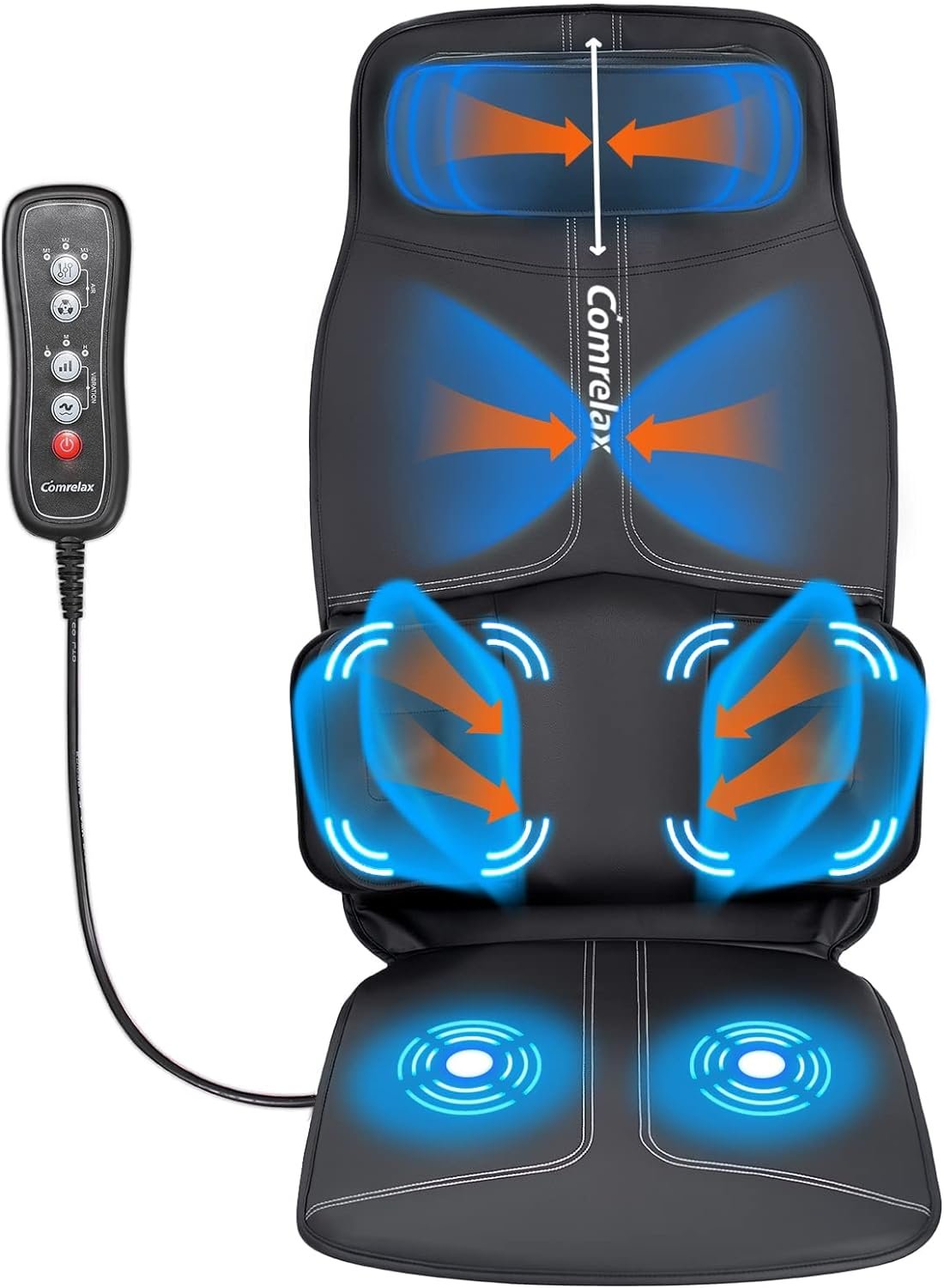 Back Massage Cushion with Compress, Vibration Seat Massage Chair Pad,3 Modes  3 Intensities Back and Neck Massage for Muscle Fatigue Stress Relief