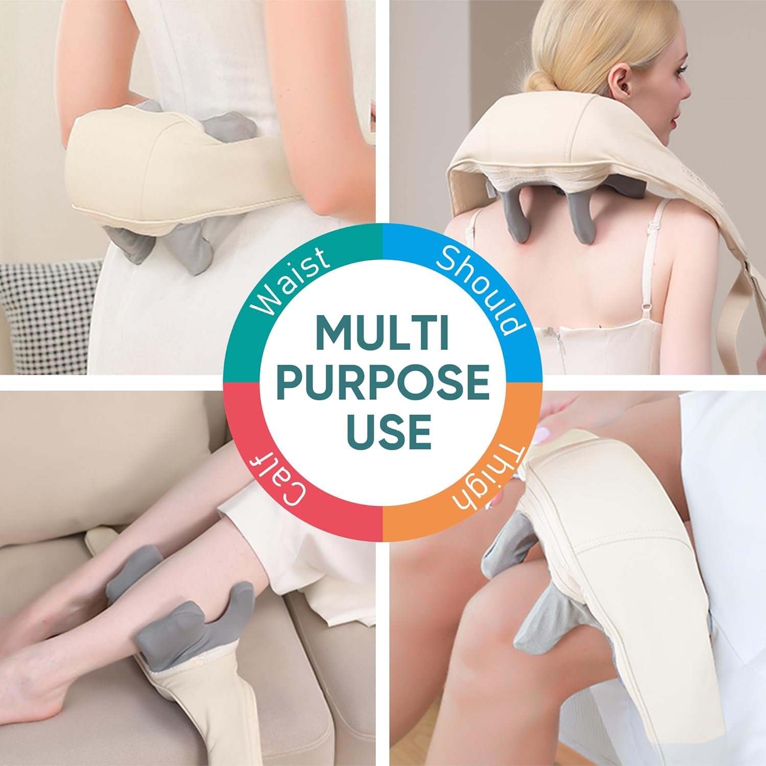 Neck and Shoulder Massager with Heat, Shiatsu Back Shoulder and Neck Massager, Neck Massager for Pain Relief Deep Tissue, Enjoy It Neck Massager, Deep Neck and Shoulder Pain Relief (White)