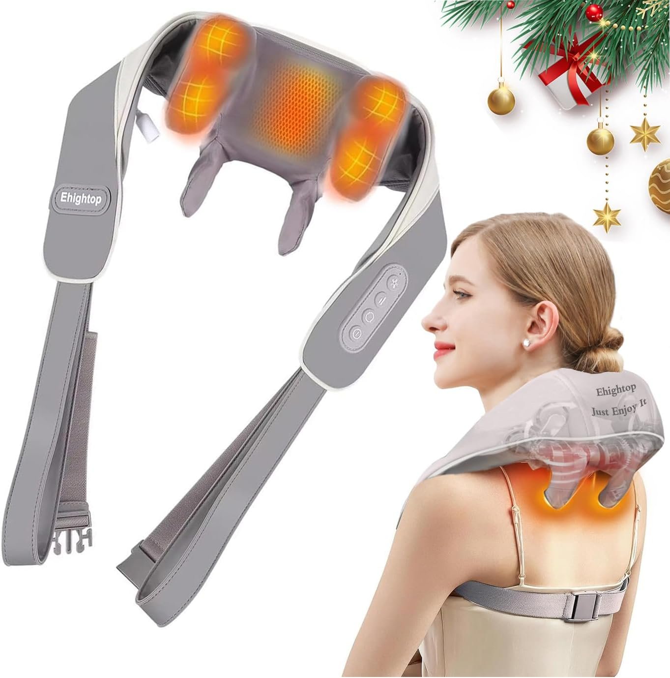 Neck Massager - Valentines Day Gifts for Him/Her/Boyfriend,Shoulder Back Massager with Heat for Pain Relief,Shiatsu Electric Deep Tissue 6D Kneading Massagers,Gifts for Women/Men