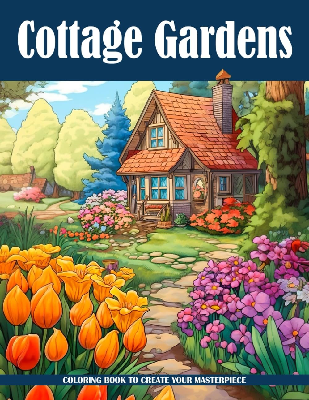 Cottage Gardens Coloring Book: Revel in the Charm of Cottage Gardens, Perfect for Those Who Adore Floral Beauty and Rustic Settings     Paperback – January 12, 2024