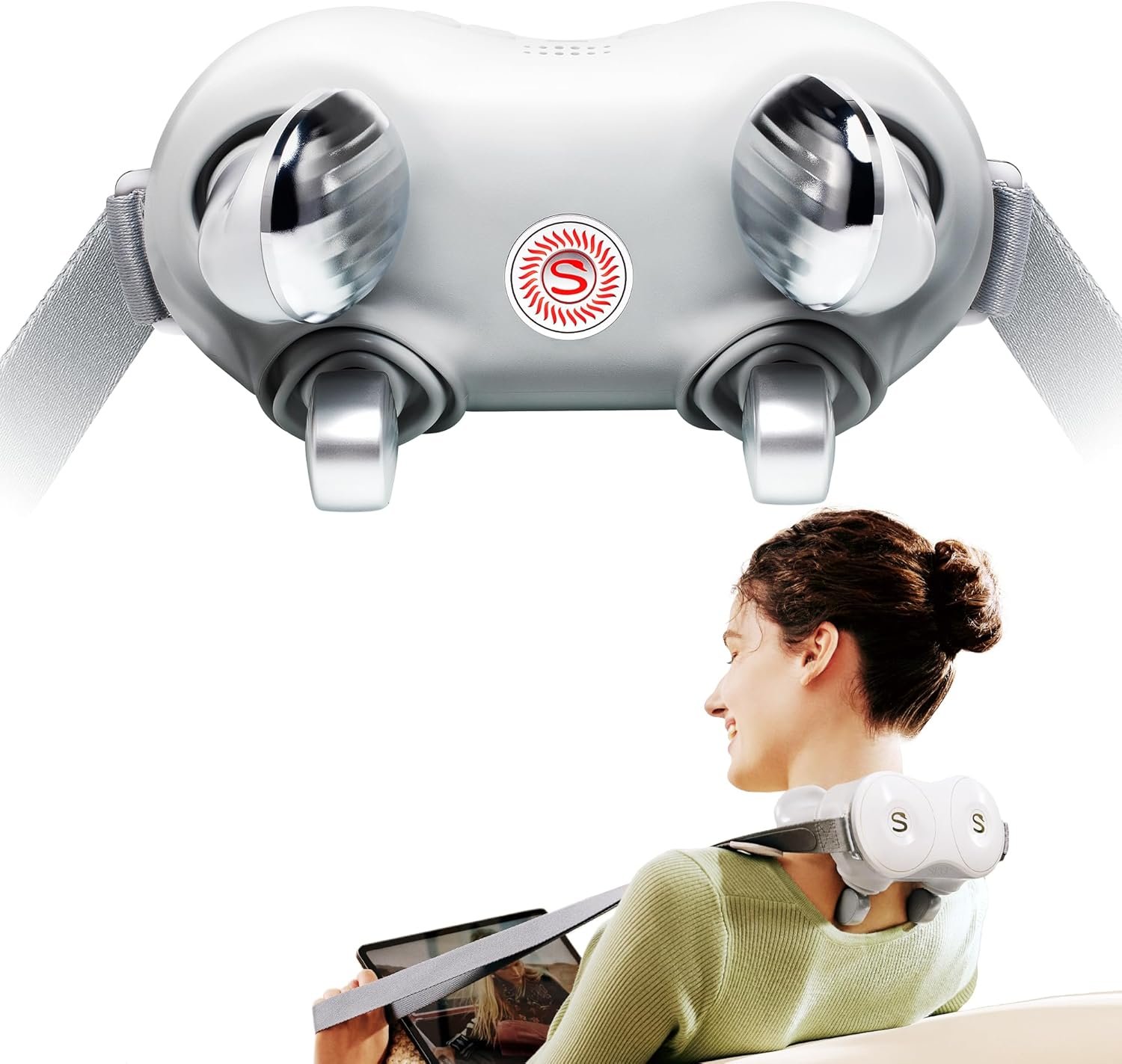 SKG H7 Shiatsu Neck Massager for Pain Relief Deep Tissue, Neck and Shoulder Massager 4D Electric Kneading Massager with Heating Relax at Home Office Car, Gift for Men Women, Maye Musks Choice