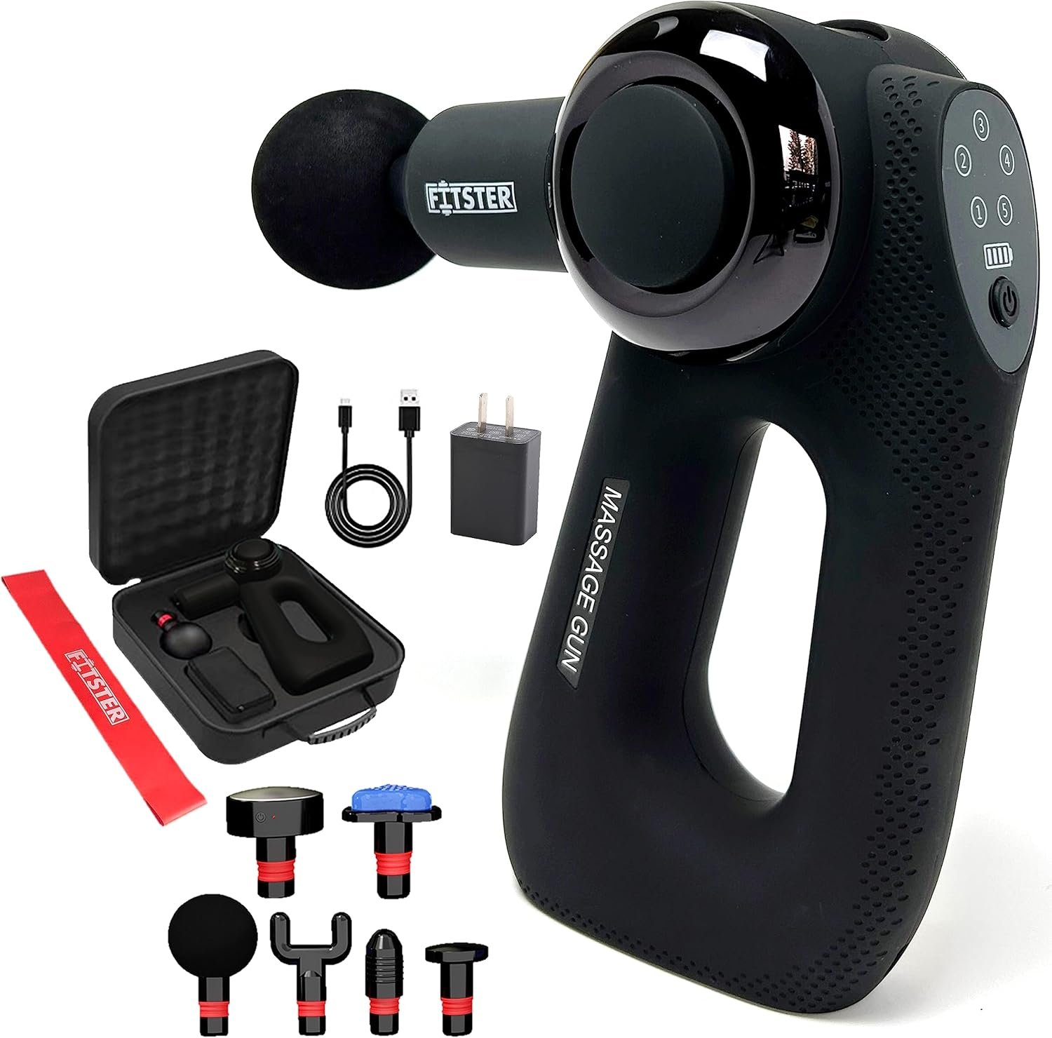 Fitster Massage Gun PRO - Multiangle Design- All-New Therapy Deep Tissue Muscle Treatment Massage Gun (6 Head)