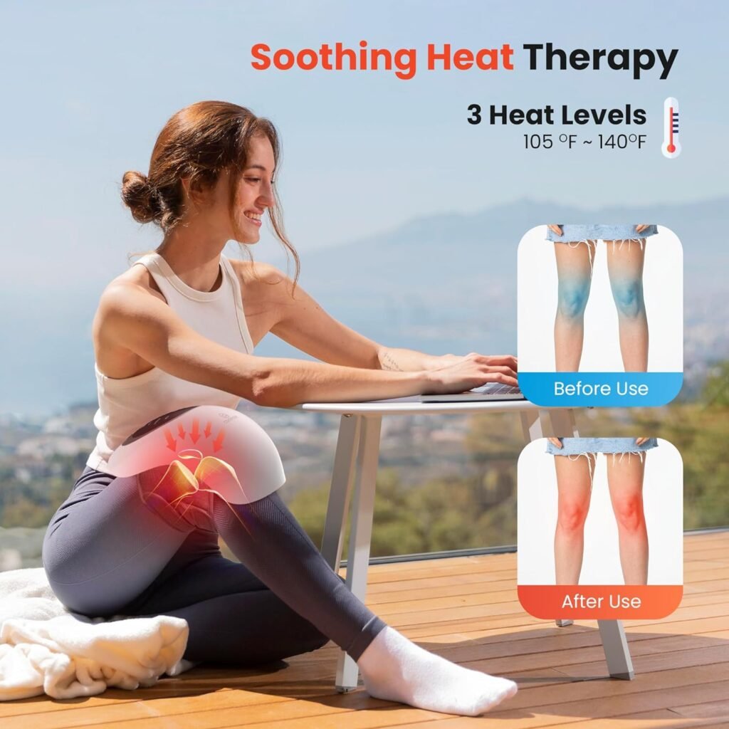 COMFIER Cordless Knee Massager with Heat,FSA Knee Pain Relief Products for Swelling Stiff Joints, Vibration Rechargeable Knee Support for Knee Pain with LED Screen