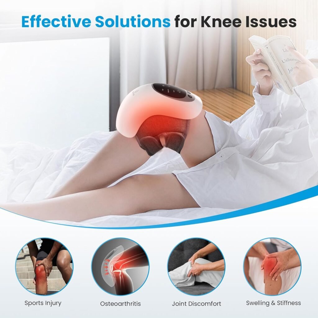 COMFIER Cordless Knee Massager with Heat,FSA Knee Pain Relief Products for Swelling Stiff Joints, Vibration Rechargeable Knee Support for Knee Pain with LED Screen