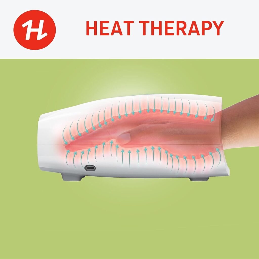 First Health Cordless Electric Hand Massager with Compression and Heat Therapy, 3 Level Pressure Point Therapy Massager for Arthritis, Pain Relief, Carpal Tunnel, Finger Numbness, Shiatsu Massage