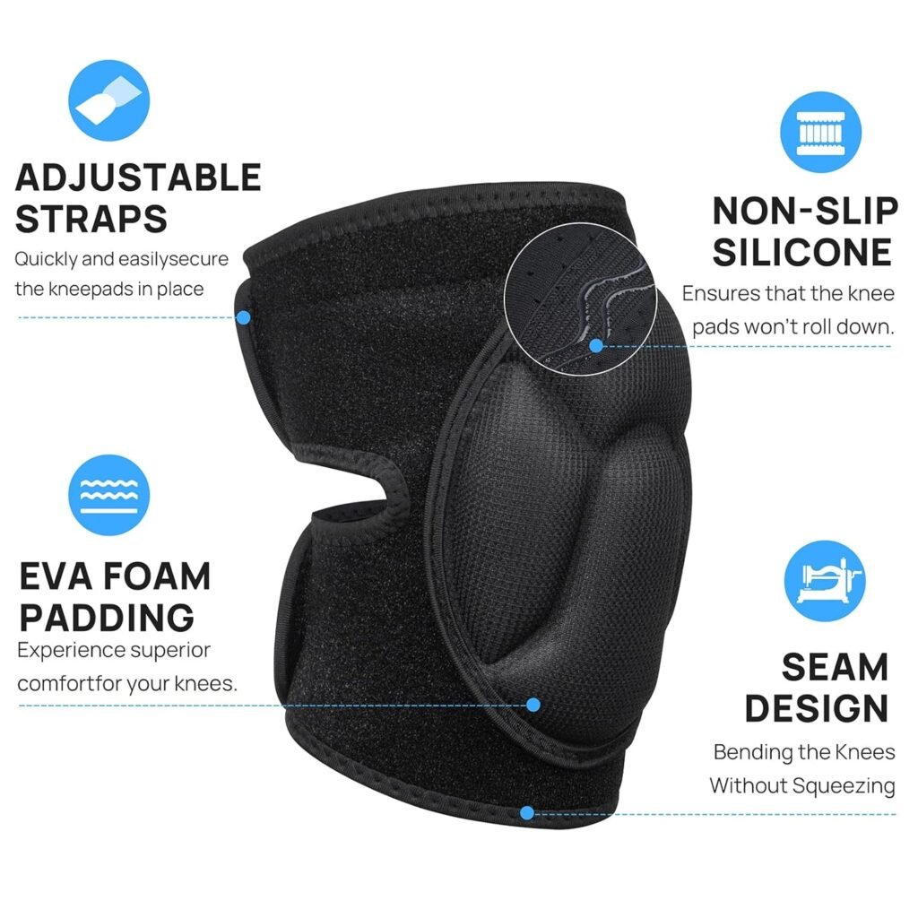 Knee Pads for Garden, Gardening, House Cleaning, Construction Work, Volleyball, Flooring Kneepads with Thick EVA Foam Padding, Kneeling Pad Cushion Floors Cleaning Scrubbing for Adult Men Women (Large)