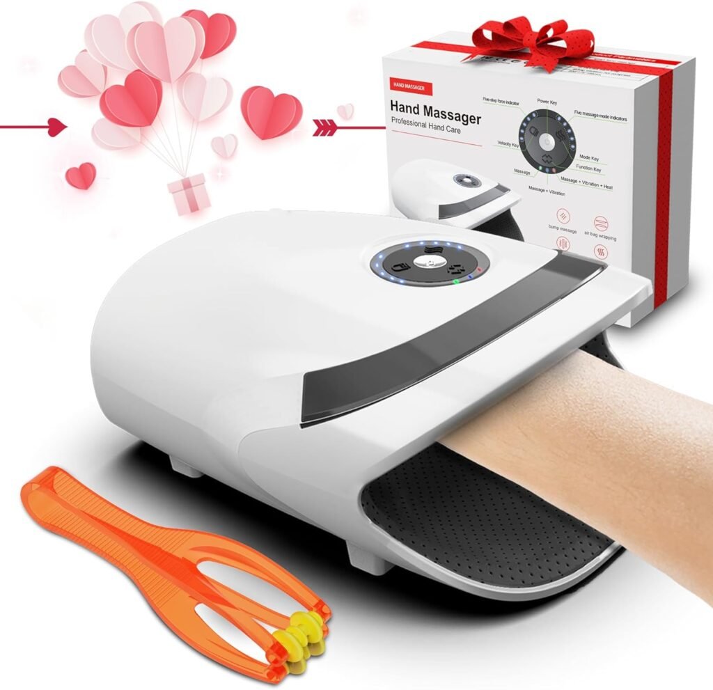 Xllent Valentines Day Gifts for Him Her - Hand Massager with Compression  Heating,Cordless Electric Massagers - Gifts for Women Men Her Him Mom Boyfriend,Mens Gifts(White)