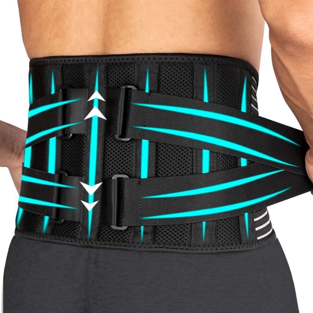 Back Brace for Women and Men, Lower Back Pain Relief, Lower Back Support Belt for Women and Men, Sciatica Pain Relief, Lower Back Brace with 7 Stays and Dual Adjustable Straps, Breathable Waist Lumbar Support Brace, Fajas Para Hombres(L/XL, Waist 100-110CM/35.4-43.3INCH)