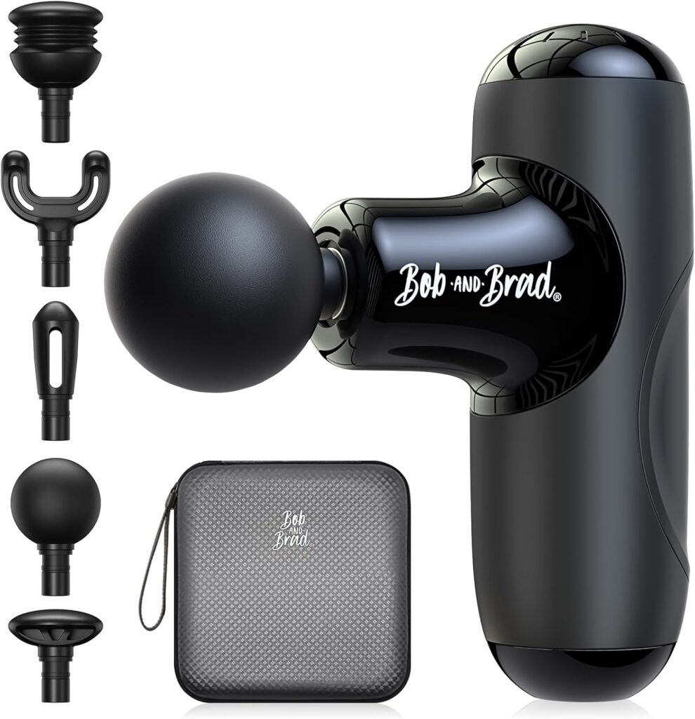 BOB AND BRAD Q2 Mini Massage Gun, Pocket-Sized Deep Tissue Massager Gun, Portable Percussion Muscle Massager Gun, Ultra Small  Quiet Muscle Massage Gun with Carry Case, FSA and HSA Eligible