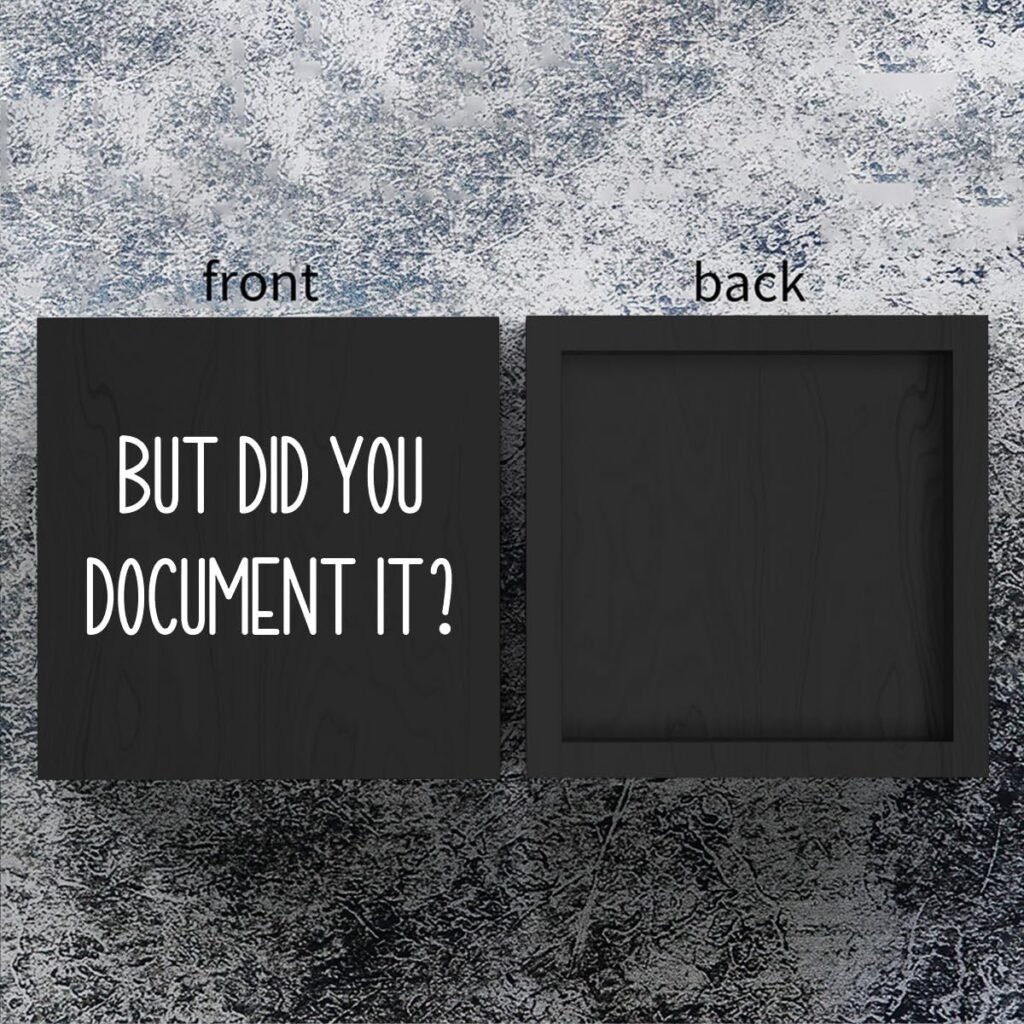 But Did You Document It Wooden Box Sign Decorative Funny Office Wood Box Sign Home Office Decor Rustic Farmhouse Square Desk Decor Sign for Shelf 5 x 5 Inches black.