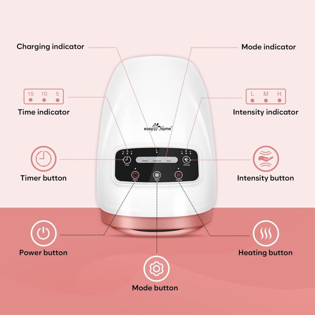 Cordless Electric Hand Massager Device: Easy@Home Hand Massager for arthritis - with Compression and Heat - 3 Massage Modes - Pain Relief for Hands Carpal Tunnel and Finger Numbness EHM018