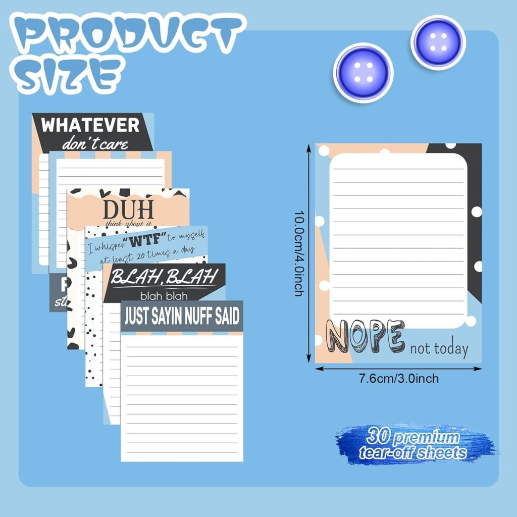 Funny Notepads with Sayings Sticky Office Supplies to Do List Work Assorted Notepad for Workers, 12 Designs, 3 x 3.93 Inch (Classic Style, 12 Packs,)