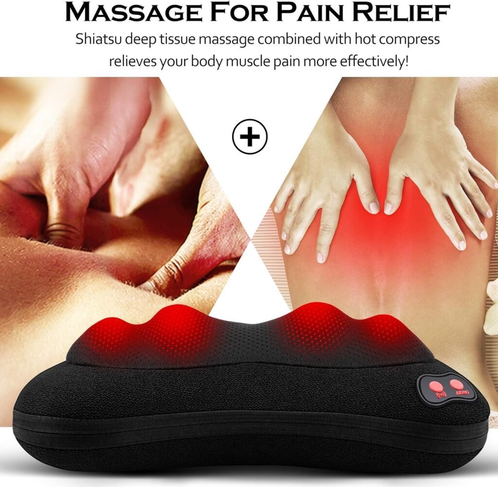 Neck Massager,Shiatsu Electric Back Massager with Heat,Neck Back Pain Relief Gifts for Mom/Dad/Women/Men,Deep Tissue Kneading Massage Pillow for Shoulder,Legs,Foot,Body Muscle Fatigue Relief