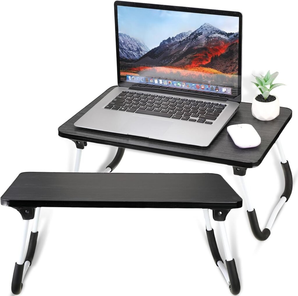 2 Pcs Foldable Laptop Table Lap Desk Mini Bed Table Portable Bed Tray Laptop Stand for Bed for Couch Sofa Working Reading Eating Children Workers School Classroom Home Office Supplies (Black)