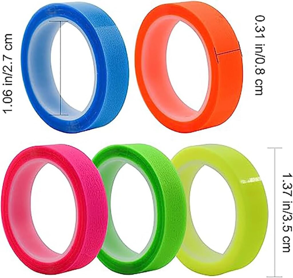 5 Rolls Highlighter Tape, Transparent Marking Sticker Removable Fluorescent Colored Tags for Teachers Students Workers Home Office, 16 ft Per Roll (Multicolor1-F-127)