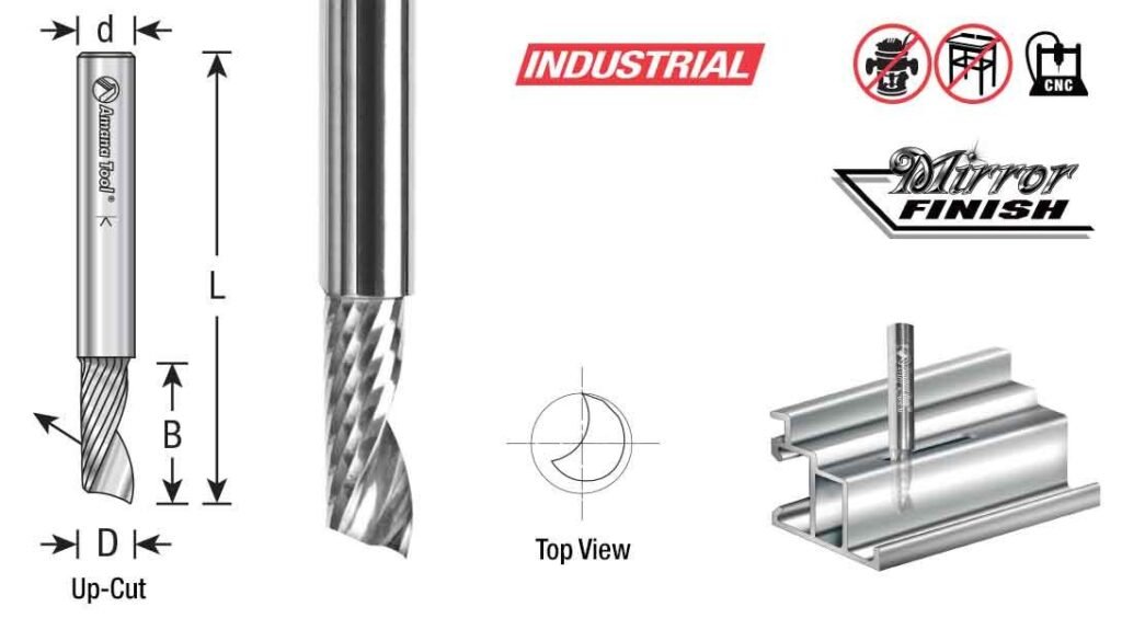 Amana Tool - 51459 Solid Carbide CNC Spiral O Flute, Aluminum Cutting 1/8 Dia x 1/2 x 1