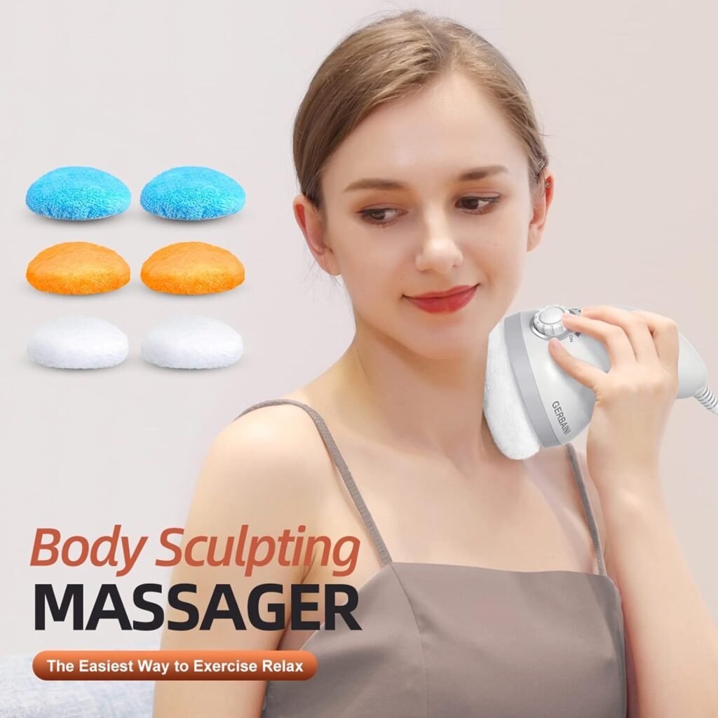 Cellulite Massager, Body Sculpting Machine for Belly, Butt, Legs, Arms with 6 Washable Pads - Pink