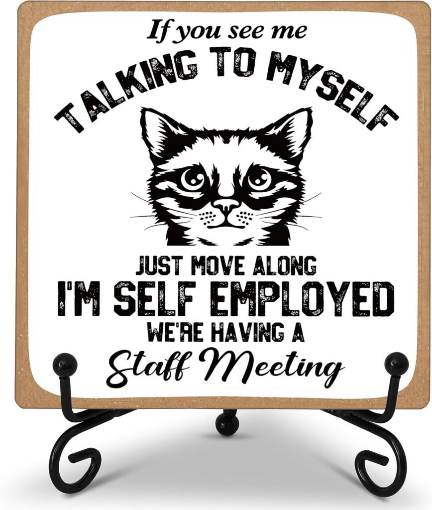 Coworker Gifts for Women Men, If You See Me Talking To Myself Office Desk Decor, Office Gifts for Home Bar Decor - A16