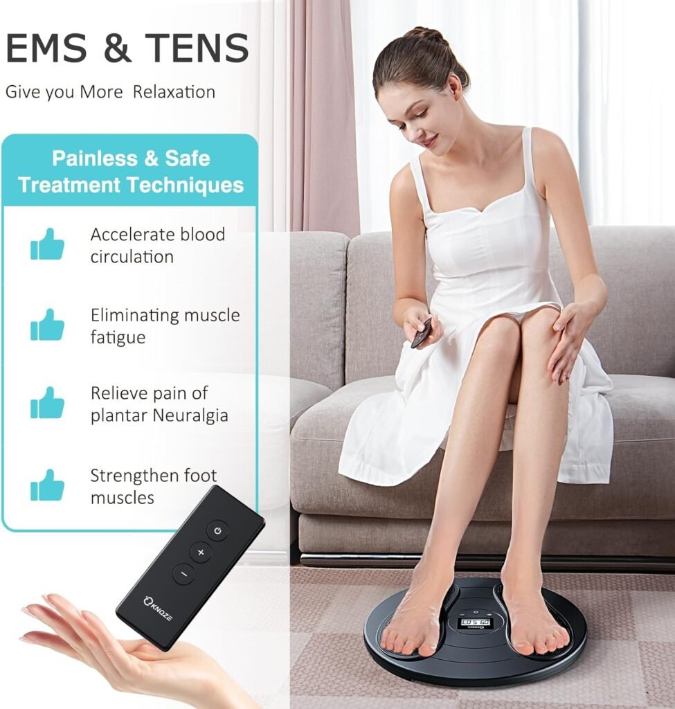 EMS  TENS Foot Circulation Stimulator (FSA or HSA Eligible) EMS Foot Circulation Booster with Remote Control, Upgrade Foot Massager Pad for Pain Relief, Cramps, Neuropathy  Plantar Fasciitis