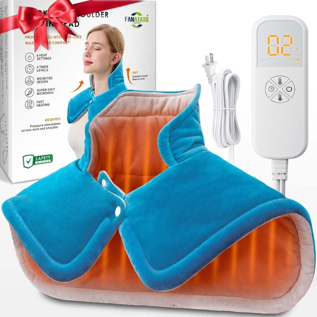 Heating Pad for Neck and Shoulders, Weighted Neck Heating Pad for Pain Relief, Gifts for Women Mom Men Dad, Mothers Day Fathers Day Christmas Birthday Gifts, 6 Heat Setting 2H Auto-Off Home Office