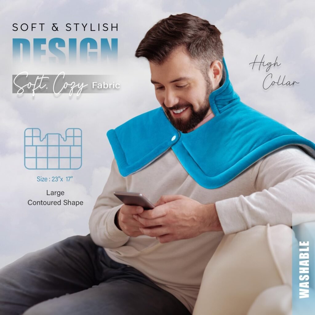 Heating Pad for Neck and Shoulders, Weighted Neck Heating Pad for Pain Relief, Gifts for Women Mom Men Dad, Mothers Day Fathers Day Christmas Birthday Gifts, 6 Heat Setting 2H Auto-Off Home Office