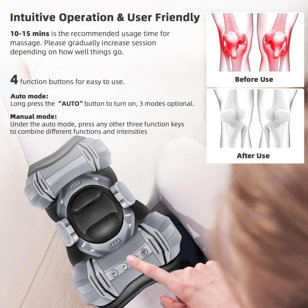 Knee Massager - Home Use Knee Massager with Vibration and Hyperthermia, 4 Modes 3 Intensities, Wired