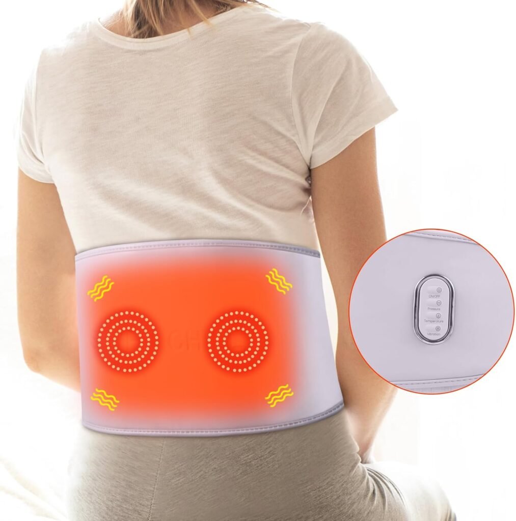 Lower Back Massager - Heating Pad for Pain Relief: Heat Belly Waist Lumbar Belt with Vibrating Massage, Rechargeable Cordless Pads for Abdominal, Leg Cramps Arthritic, Gift for Women(Purple)