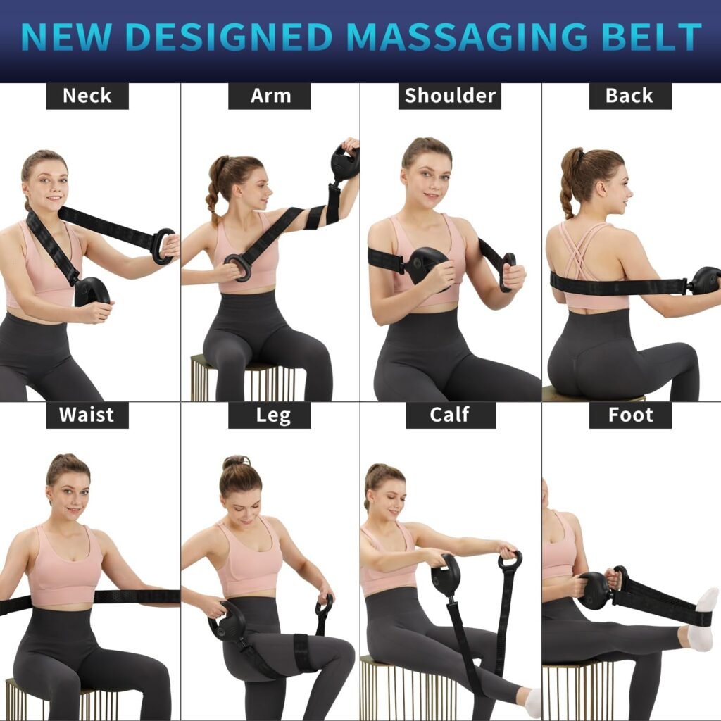 Massage Gun Deep Tissue Percussion Massager for Back Neck Muscle Relieve with Massaging Belt 6 Speed Quiet Silent Brushless Motor