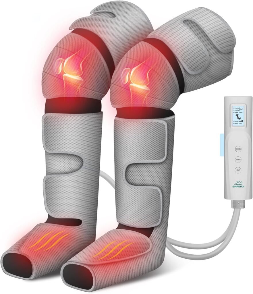 Snailax Leg Massager for Circulation and Pain Relief, FSA or HSA Eligible, Leg Massager Machine with Heat and Air Compression, 3 Modes  3 Intensity, Leg Calf Foot Wraps Massage Boots,Gifts