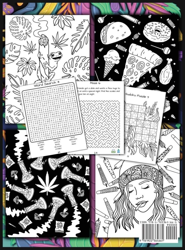 Stoner Activity Book - Psychedelic Colouring Pages, Word Searches, Trippy Mazes  More For Stress Relief  Relaxation     Hardcover – July 23, 2020