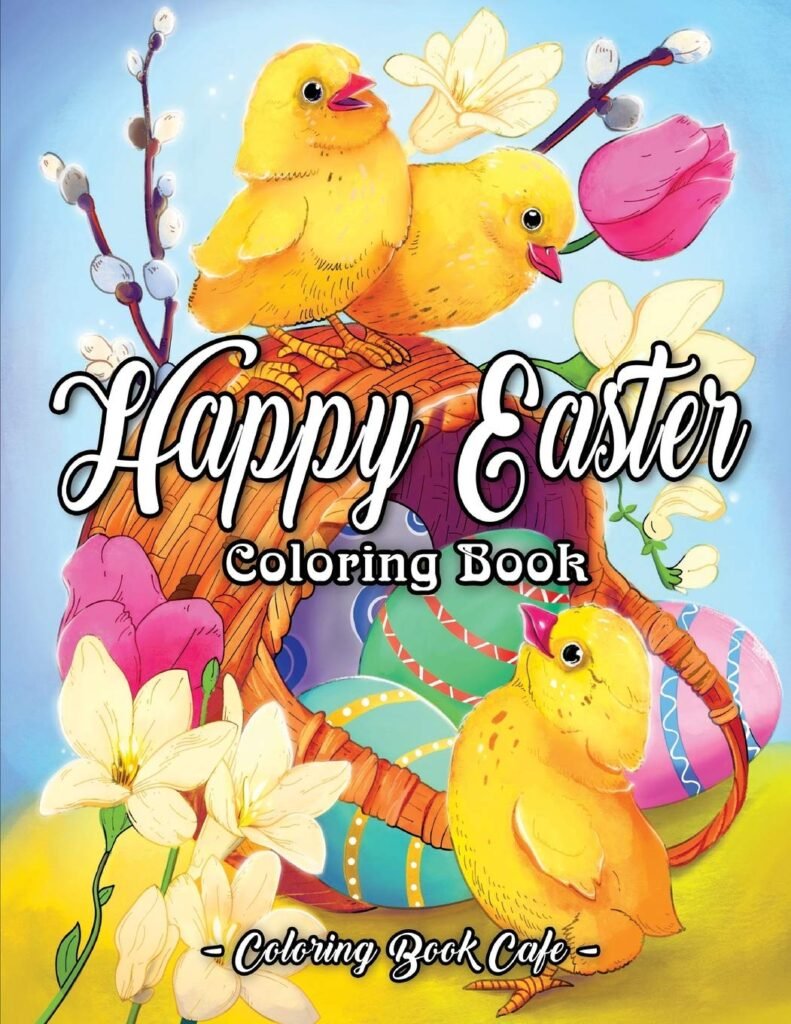 Happy Easter Coloring Book: An Adult Coloring Book Featuring Adorable Easter Bunnies, Beautiful Spring Flowers and Charming Easter Eggs for Stress Relief and Relaxation     Paperback – March 3, 2020