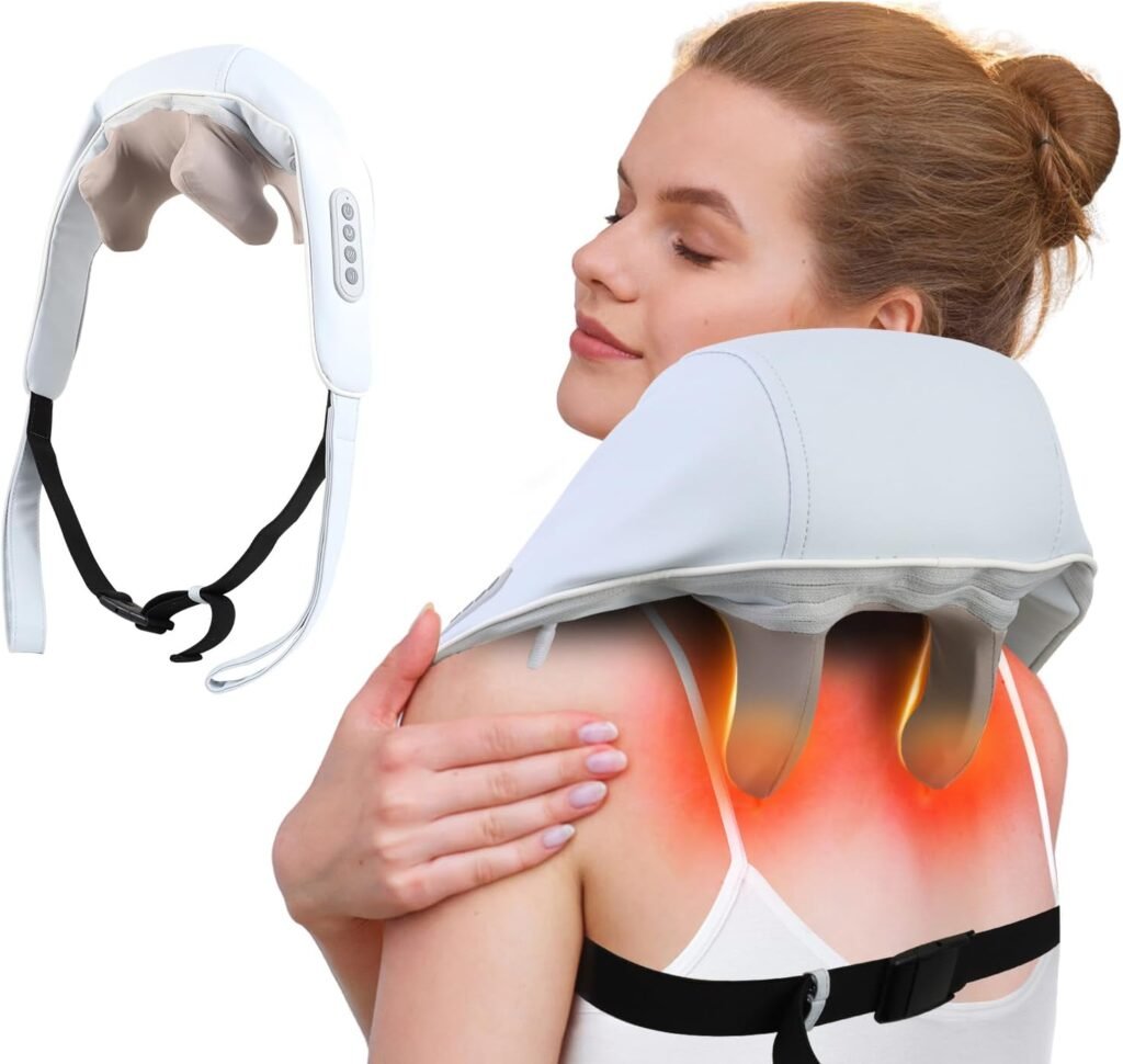 Powerful Knead Neck Massager, Shoulder Neck Massager, Leg Massager Shiatsu Massager with Heating Electric Human-Hand Kneading for Pain Relief Deep Tissue, Perfect Gifts for Family Friends