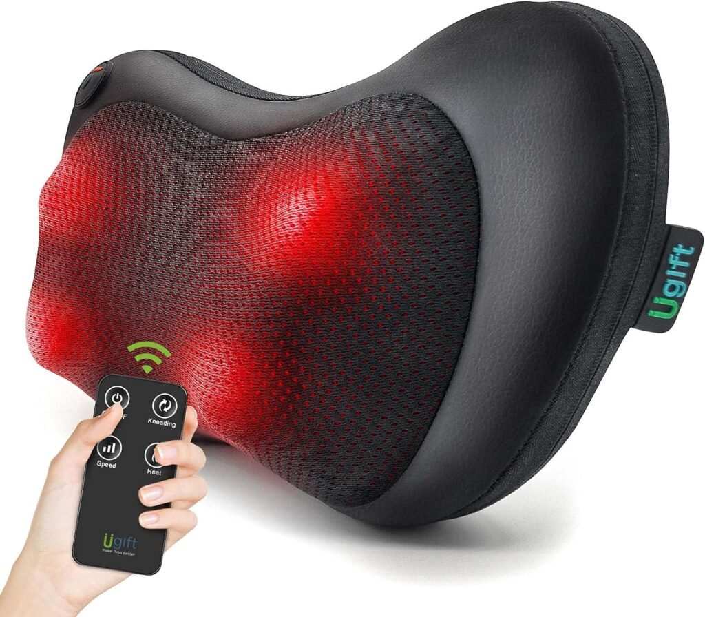 Back Massager Pillow with Remote Control -Deep Tissue Neck Massager with Heat and Shiatsu Kneading for Shoulder Leg Foot Body Pain Relief -Massage Pillow for Home Car Office Gifts for Women/Men